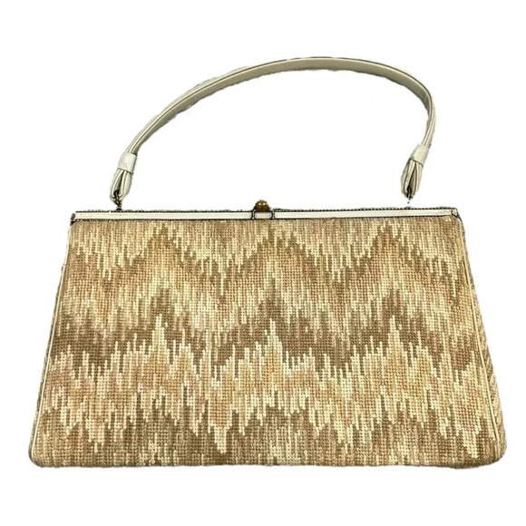 L and M Vintage Beige Carpet Handbag - Picture 1 of 7